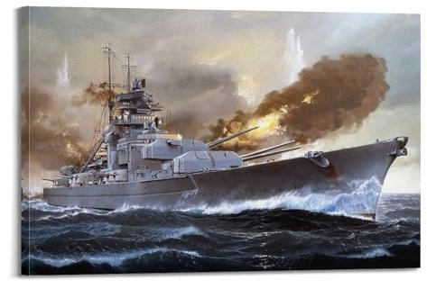 KYTIN WW2 Vintage Battleship Poster 1941 DKM Bismarck Dekorative Malerei Leinwand 40 x 60 cm