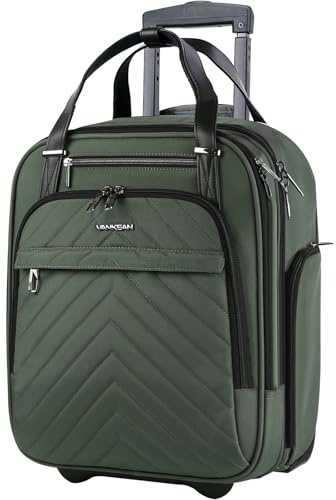 VANKEAN Carry On Undersäte, multifunktionell, 40,6 cm undersäte, lätt övernattningsresväska för män kvinnor, Armégrönt, 16inch, Gyllene dragkedja