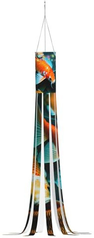HD Koi Fischdruck Geisterhaft Halloween Windsack Freundlich Hängende Geist Dekorationen Windsack Outdoor