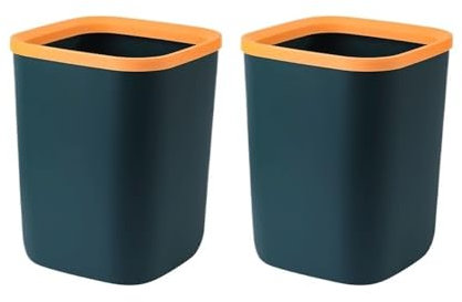 Corbeille à Papier Poubelle, plastique, carrée sans couvercle avec anneau de pression for la maison, la cuisine, le bureau, corbeille à papier, grande/petite, noir/gris/rose, lot de deux Poubelle De B