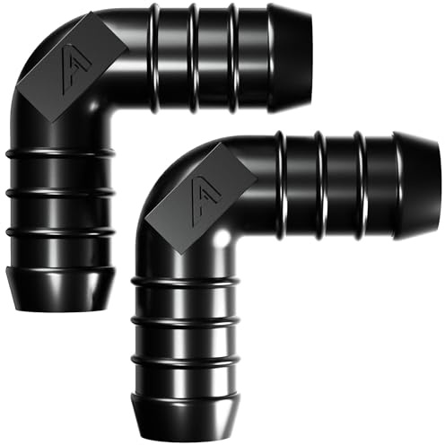 2 Pack - 10mm (3/8 Inch) Black Plastic 90 Degree Pipe Elbow Connector Pond Water Garden Silicone Rubber
