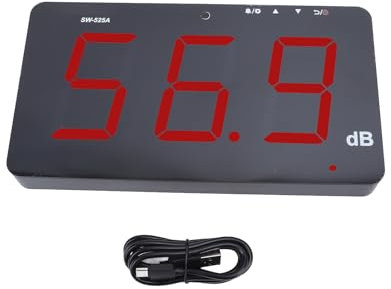 Lecteur de Décibels Compteur de Décibels Mural 9,6 Pouces LCD Compteur de Décibels Numérique Compteur de Décibels de Bruit à Suspendre au Mur, 30-130 DB Réponse Rapide, Fonction