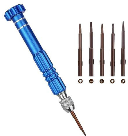 DONOONIS Mini Tournevis 5 En 1 Bleu, Brillen Schraubenzieher, Mini Schraubendreher, Kleiner Schraubenzieher, Pour Lunettes, Montre Électronique, Ordinateurs Portables