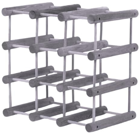 MODO24 Weinregal Modular Tanne, für 12 Flaschen oder mehr, Flaschenregal, Weinständer, Getränkeregal, Flaschenständer, Massivholz, 1 Modul, ModAbm 36x36x24 cm, für Küche, Bar, Esszimmer, Grau