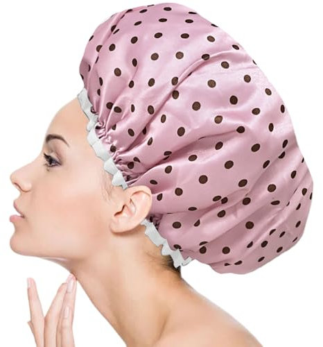 Cuffia Doccia Donna, impermeabili e riutilizzabili, 27 cm di larghezza con fascia elastica,grande cuffia ecologica in plastica per capelli lunghi