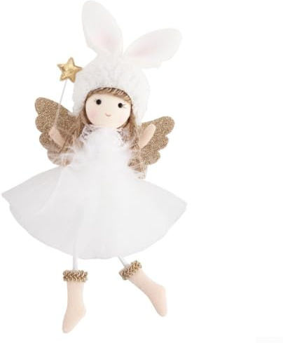 Weihnachtsengel Plüschpuppe Anhänger für festliche Baumschmuck und Partydekoration (weiß)