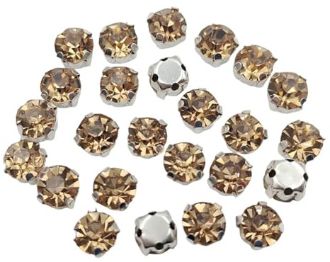 10 x 14 mm oval glaskristall spetsko, sy på strass metallbas för gör-det-själv-klädtillbehör 20 stycken, 8mm 50pcs, Glas, Kristall