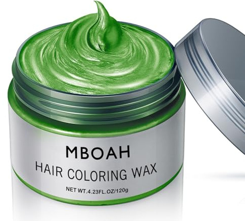 Temporäre Haarfarbe Wachs, Styling Haartone für Männer Frauen, Natürliche Frisur Pomade, Haarfärbemittel Wachs für Party, Cosplay & Halloween 120g (Grün, 120g)