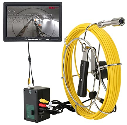 VGVSBG Telecamere di ispezione 20/50M Videocamera per ispezione di Tubi fognari con Tastiera 17mm Scheda da 8 GB DVR IP68 Conduttura di Scarico fognario Endoscopio Industriale Monitor da
