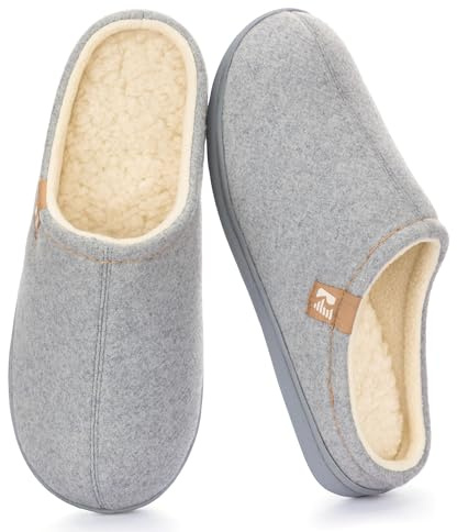 RockDove Pantuflas de Fieltro para Mujer, Forro Polar Acogedor Y Suela de Agarre Interior, Gris Claro, 36/37 EU