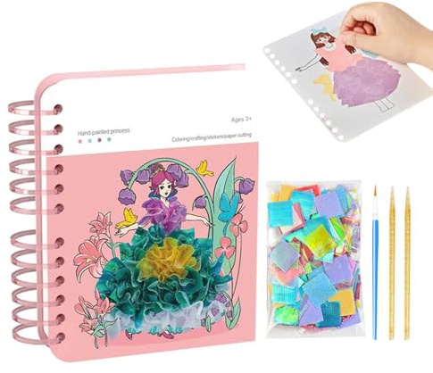 Generico Kit Per Arte con Punteruolo,Lavoretti Artistici Principesse Con Adesivi E Colori,Attività Creativa Poking Per Età Prescolare Asilo - Regalo Compleanno Natale