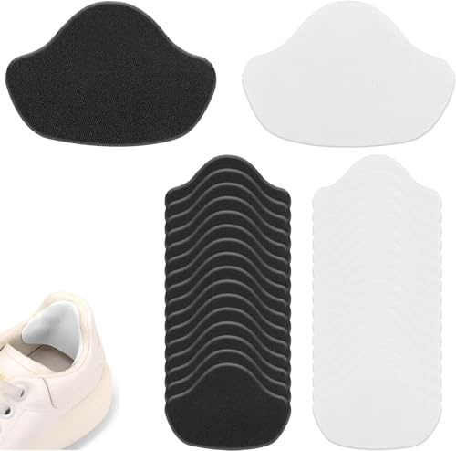 hankousi Lot de 32 patchs autocollants de réparation de talon pour chaussures en cuir et talons hauts (noir et blanc)