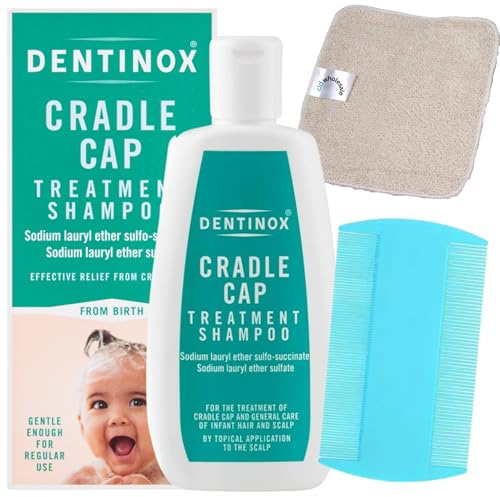 Cradle Cap Shampoo 125ml for Babies & Kids with Fine Cradle Cap Comb & Soft Baby Wipes, Baby Dry Scalp Care Bundle for Toddlers, Sensitive Scalp Bath & Hair Care