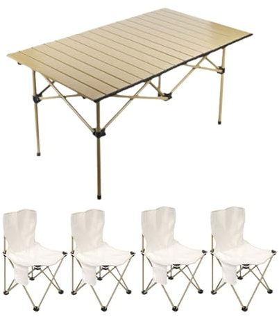 Tragbares Campingtisch und Stuhl-Set aus Karbonstahl, leicht, faltbar, Outdoor-Picknick-Möbel für Wandern, Strand, Heckklappe und Reisen