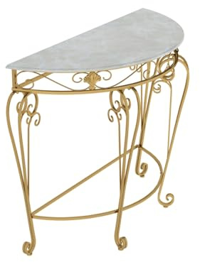KUKIXKK Consolle tavolino a mezzaluna, tavolino stretto per ingresso con gambe in metallo a volute, tavolino d'appoggio per corridoio, dietro il divano, soggiorno, ingresso(Gold,23.6inch/60cm)