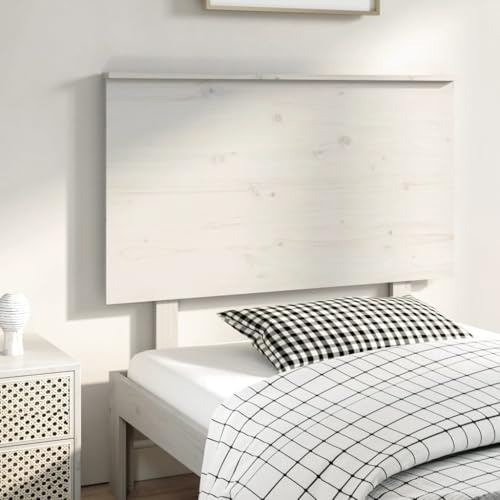 SooIarix Huvudgavel vit av massivt trä furu 94 x 6 x 82,5 cm, rustik stil, bekvämt ryggstöd för sängram, sovrum, väggkudde, väggkudde, självhäftande