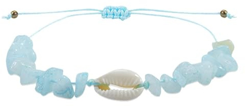 Sea Shell Armband -Shell Armband, 8,8cm Kristallsmycken | dekorativa snäckskalstillbehör, blå grus plus strandtema inom flickor gåva och evenemangsområde - modeenhet