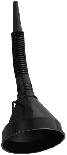 Imbuto Carburante Plastico con Tubo Flessibile per Auto Nero | Wide Mouth, Estensione Lunga, per Acqua e Olio, Facile da Usare, Leggero