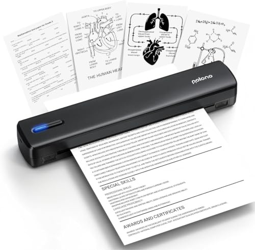 POLONO D810 Inkless A4 Portable Wireless Thermal Printer, Black