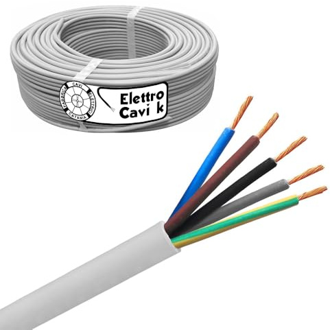 ELETTROCAVI K - CAVO ELETTRICO FROR 5G1,5 mm² GOMMATO ANTIFIAMMA FLESSIBILE PENTAPOLARE 5 POLI 450/750V CPR PROFESSIONALE MADE IN ITALY 50 METRI