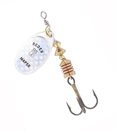 MAPSO - Pack de 5 Cucharillas de Pesca Reder-2 Iris Plata | Cebo Artificial de Pesca Útil para Diversas Especies y Profundidades, Color Plata, 4'5gr