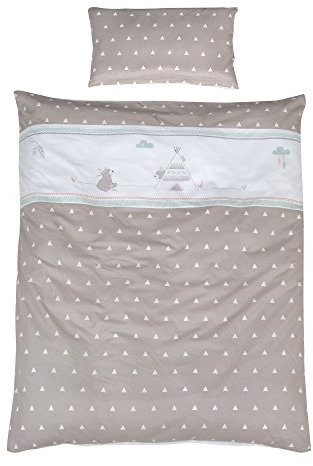 ROBA - Biancheria da letto 2 pezzi, Indibaer, 100 x 135 cm, 100% cotone, copripiumino e federa con applicazione