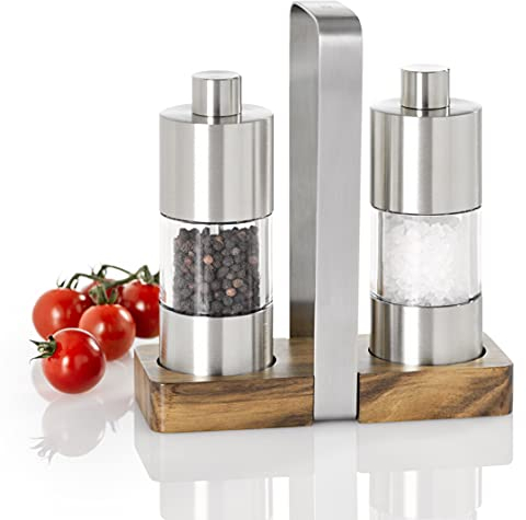 AdHoc ME01 Set Pfeffer- und Salzmühle MENAGE CLASSIC (ohne Gewürz), Edelstahl/Akazienholz/Acryl