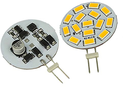 LEDLUX Lampadine LED G4 (2 Pezzi, Bianco Caldo 3000k), G4 Bispina, DC AC, 12V 24V, 3,5W, 350 Lumen, 15 SMD 5630, 10V-30V