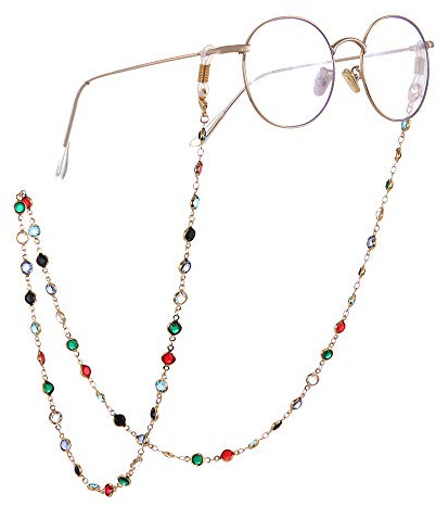 TEAMER Mode bunte Brillenkette Sonnenbrillenband Brillenhalter Kristall Statement Perlen Lesung böhmischen Glasband für Frauen Mädchen