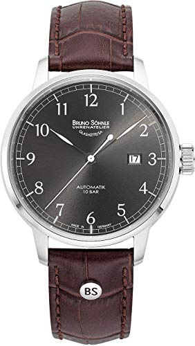 Bruno Söhnle 17-12203-821 Hamburg Automatik Big Herren-Armbanduhr, Atelierkaliber BS175, Edelstahlgehäuse, Saphirglas, Lederarmband, mit Faltschließe, 10 bar