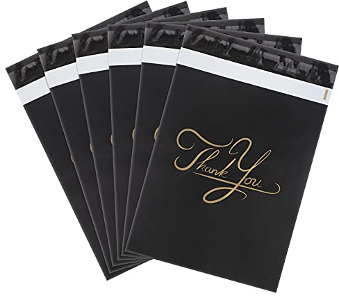 Wanxida 100 Stück Versandbeutel Plastik Versandtaschen, Kunststoff Selbstklebend Versandtüten aus Plastik für Kleidung und Textilien, Schwarz(30x40+5cm)