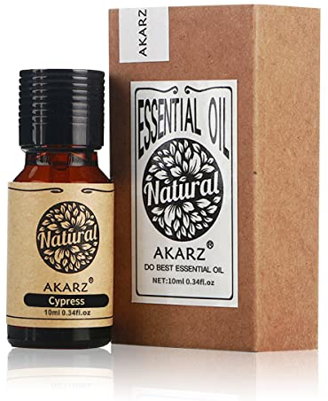 AKARZ Cypress Essential Oil Natural Organic Premium Therapeutic Cypress Oil for Skin Body Hair Care,Diffuser, Candle,Soap,Making, DIY,Massage Aroma 10ml
