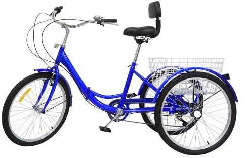 TaNeHaKi Klappbar Dreirad Fahrrad,Einstellbare Trike Mit Einkaufskorb Und Schutzblech FüR Erwachsene Senioren,7-Gang Fahrrad