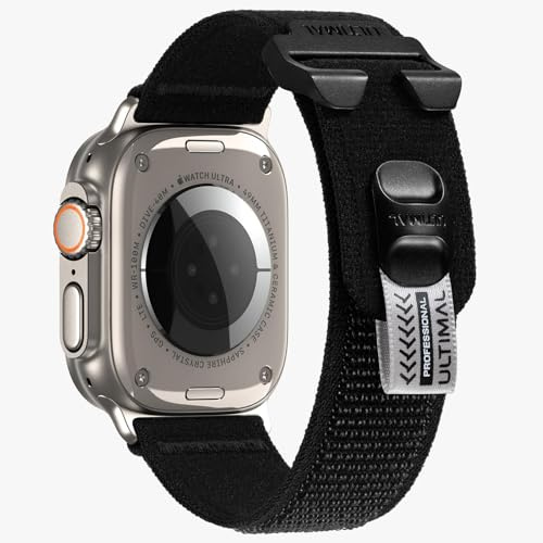 Kompatibel mit Apple Watch Series10 Armband Series 9/8/7/6/5/4/SE/SE2, Nylon Loop Klettverschluss Armbnad für 49mm/46mm/45mm/44mm(Schwarz)