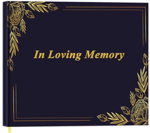 Funeral Guest Book - GuestBook for Memorial & Funeral Services, Guest Sign-in Book & Guestbook Planner, 440 Guests Entries with Name & Address, Memory Book for Funeral Guest Registry, 9 x 7, Black