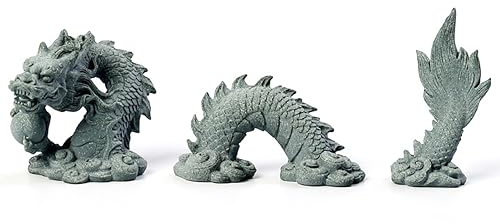 livelyfish Aquarium-Drachenstatue, Sandstein-Ornamente, asiatische Aquarium-Dekoration für Süßwasser, Salzwasser, Aquarium, Landschaft, Garten, Dekorationen