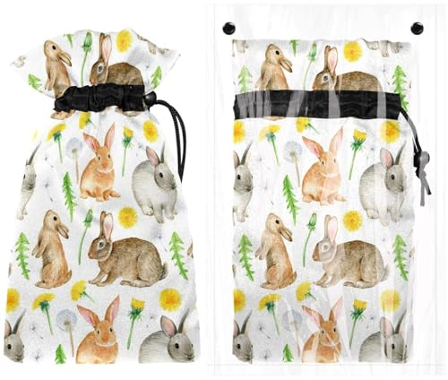 Kaninchen Frühling Löwenzahn Gelb Chrysantheme Außenhahnabdeckung für Winter, Isolierte Schutz Wasserhahn Abdeckungen Outdoor Garten Wasserhahn Socken vor Einfrieren Platzen, 17,5 cm B x 27,9 cm H