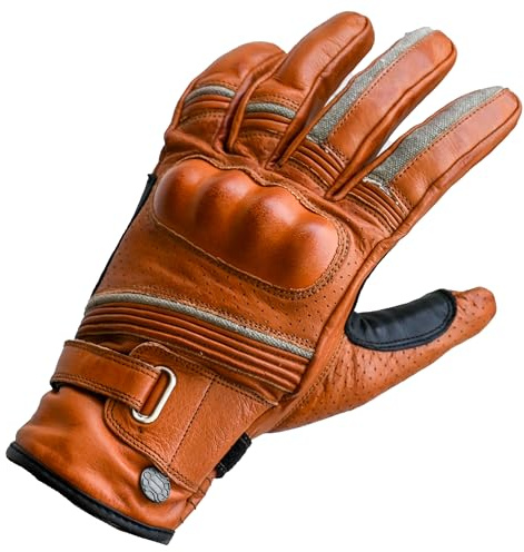 Mycl Turell Motorrad Handschuhe Classic - Zeitloser Stil & Schutz - aus hochwertigem Echtleder - Motorradhandschuhe Herren - Verstärkter Knöchelschutz, Touchscreen-kompatibel (Braun, L)