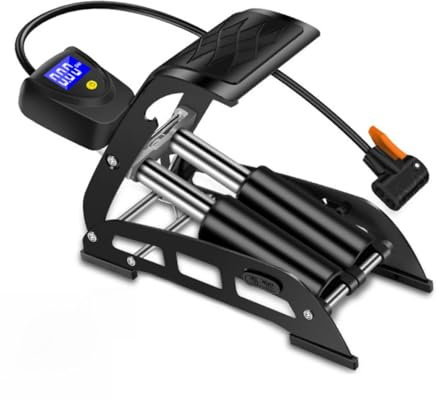 Parliky Digitale Mini Fußpumpe Mit Hochdruck Kompakt Und Tragbar Multifunktional Für Fahrrad Motorrad Und Auto Inklusive Pedalbedienung Für Müheloses Aufpumpen Von Sport Freizeitartikeln