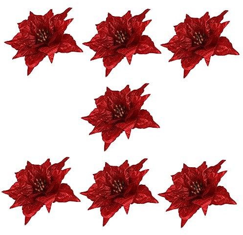 STOBAZA 14stücke Teiliges Künstliche Weihnachtsblumen Glitzernde Weihnachtsstern Deko Für Festliche Arrangements Leicht Und Vielseitig Für Tannenbaum Und Tischdekoration