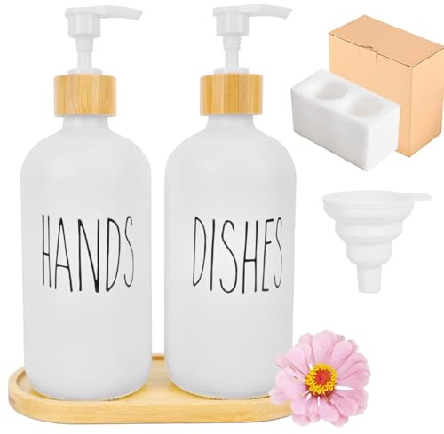 Luabue 2Pcs Soap Dispenser Kitchen 500ml Glass Hand & Dish Wash Dispenser
