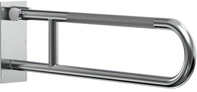 Swing Up Wall Mounted Grab Bar - 500 lbs Capacity Flip-Up Handicap Toilet Safety Rails for Seniors, Stainless Steel, Textured Grip, ADA Compliant Bathroom Grab Bar - 30 Length, Brushed Steel, Peened