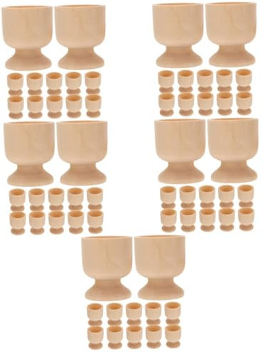 Amosfun 5 Ensembles Plateau D'oeufs De Pâques Décoration De Pâques Décoration Pâques Porte-œufs Coquetier Décoratif Ustensiles De Cuisine Bois Enfant Coquetier en Bois 12 Pièces * 5