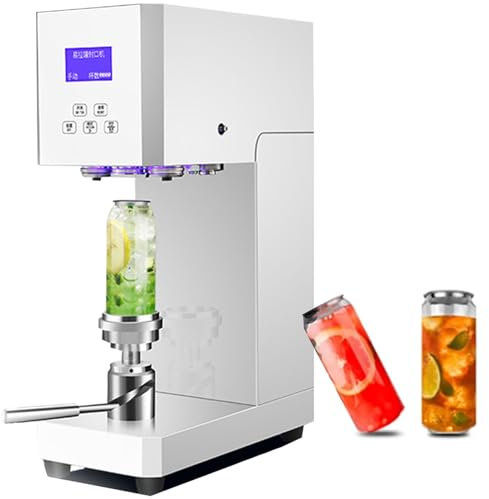 Can Seamer Aluminum Can Sealer, Bubble Tea Tin Can Bottle Sealing Machine with Smart Counter, Intelligent Bottle Pop Soda Beer Canning Sealer, 55 mm/2.2 inch Diameter, Height Adjustable,White