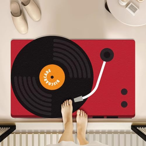 KRIPINC Tapis Disque Vinyle Vintage, Tapis Salle de Bain Absorbant Antidérapant Diatomite, Moquette Musique pour Salle de Musique, Salon, Chambre, Descente de Lit, Salle de Bain (Style C, 60x90cm)