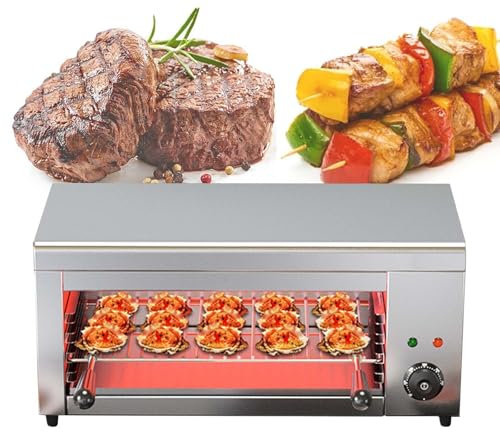 2000W Electric Cheese Melter Grill, Commercial Salamander Broiler Stainless Steel Countertop Salamander Broiler, Automatic Fish Vegetables Griddle, Salamander Oven