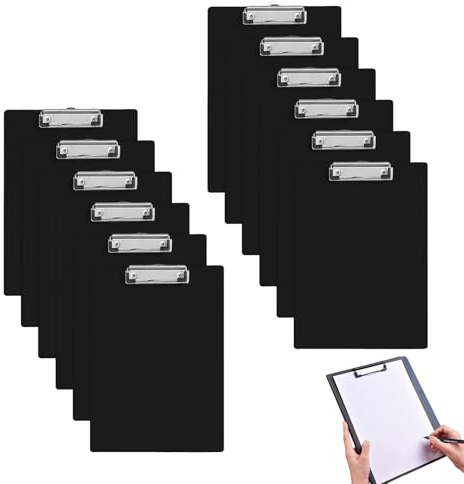 12 pièces Porte Bloc A4 avec Pince, Support Feuille, Planchettes À Pince, Porte Documents A4 Plastique, Presse Papiers en Plastique, Porte-Formulaires, Clipboard a4, Support Document, 31.5x22.5x0.13cm