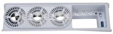 Vvikizy Cooling Fan for Slim Console, 9 Blades 2 Speeds USB 3.0 External Cooler with 7 Color Light, for Both Disc and Digital Editions, Game Console Cooling Fan (White)