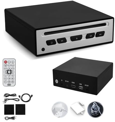 CD Player für Auto mit USB-Anschluss - Tragbarer Externer Universal-CD-Player für Auto mit AUX/HDMI/USB/Type C Anschluss, Plug & Play - Kompatibel mit Au-to, Laptop, TV, Mac, Computer