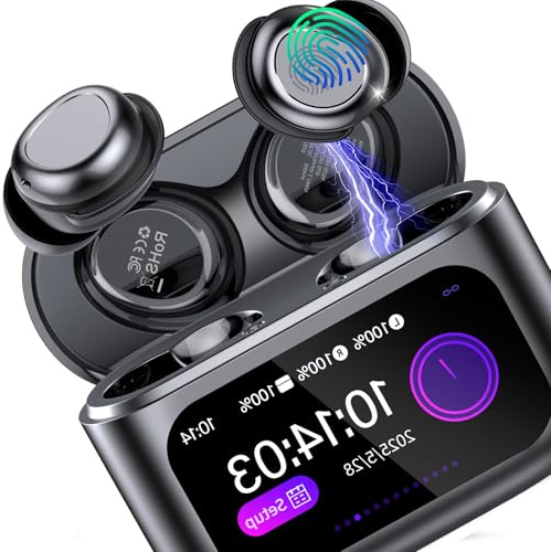 ZYHKON In Ear mit Touchscreen, 48H Spielzeit Mini Kopfhörer mit HiFi Sound/5 EQ-Modi/ENC Noise Cancelling